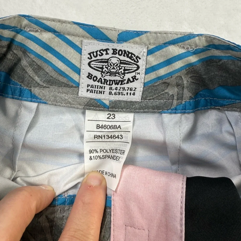 New Just Bones‎ Kids Pink and Blue Board Shorts with Drawstring Waist - 23B